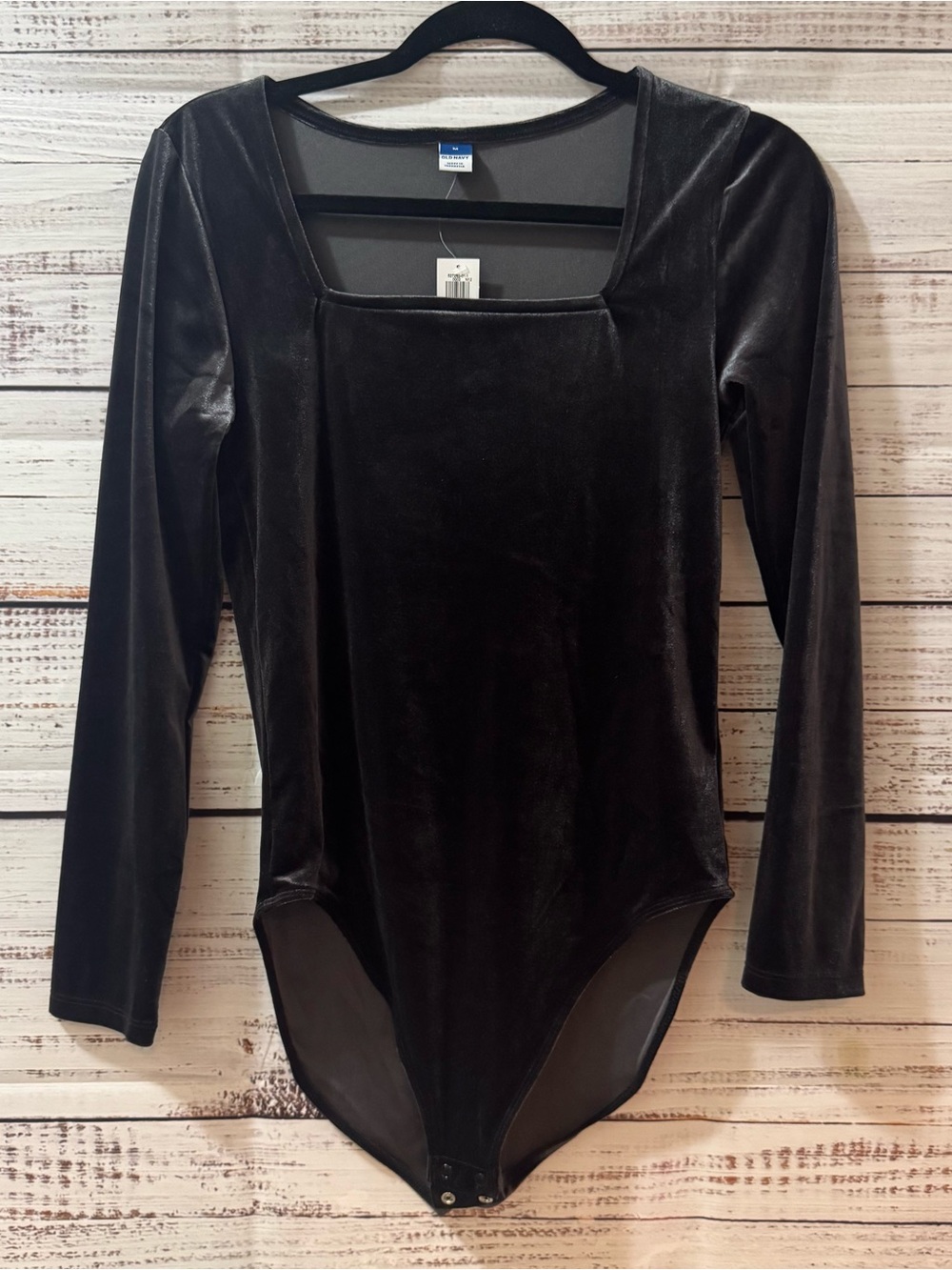 Old Navy Black Velvet Long Sleeve Bodysuit